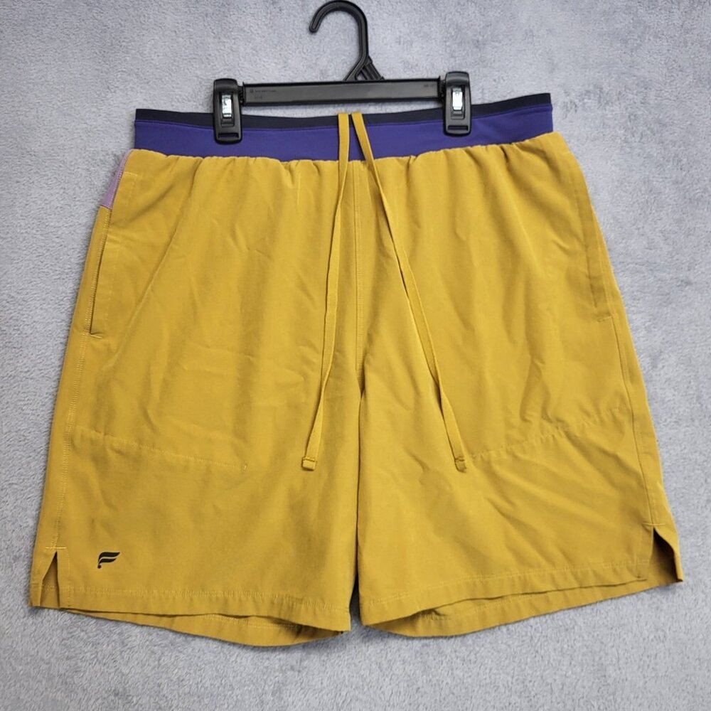Fabletics Shorts Mens Large Mustard The Fundamental Short II 7in Lined Athletic